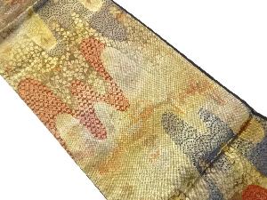 壷垂れに蝶・草花模様織り出し袋帯